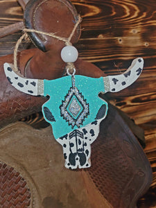 Mint Blingy Bullskull Freshie