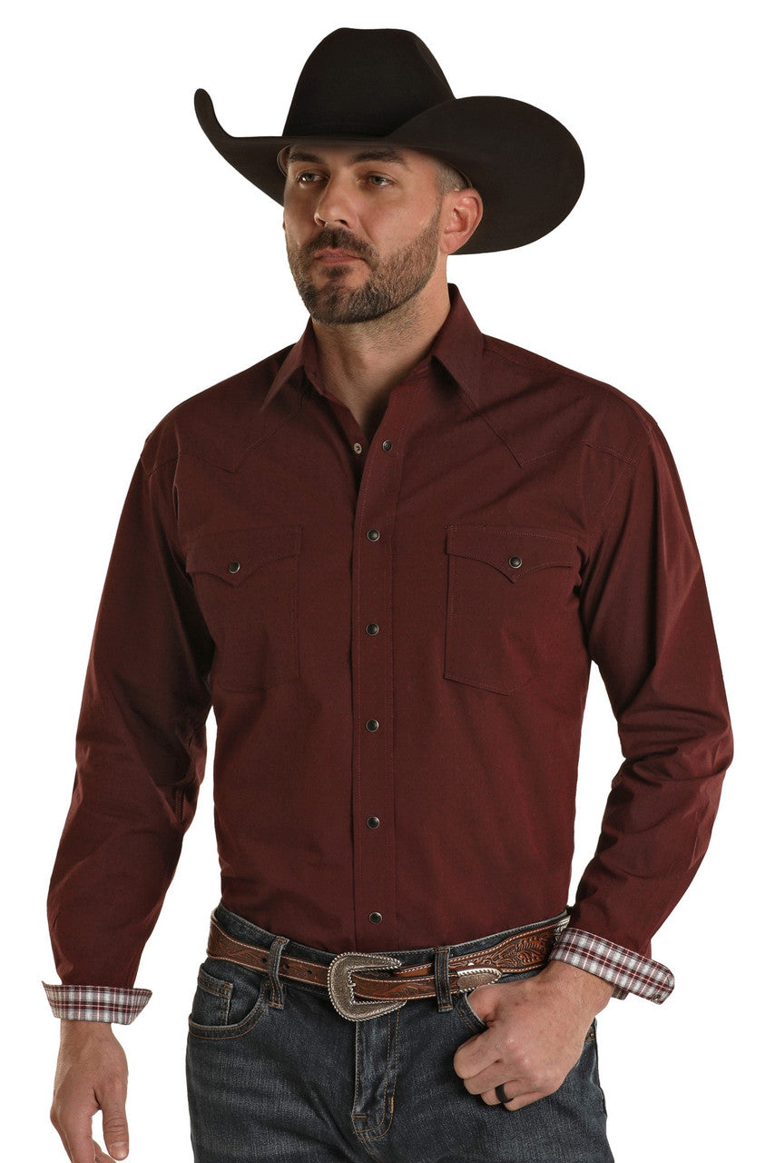 Maroon Pearl Snap Shirt