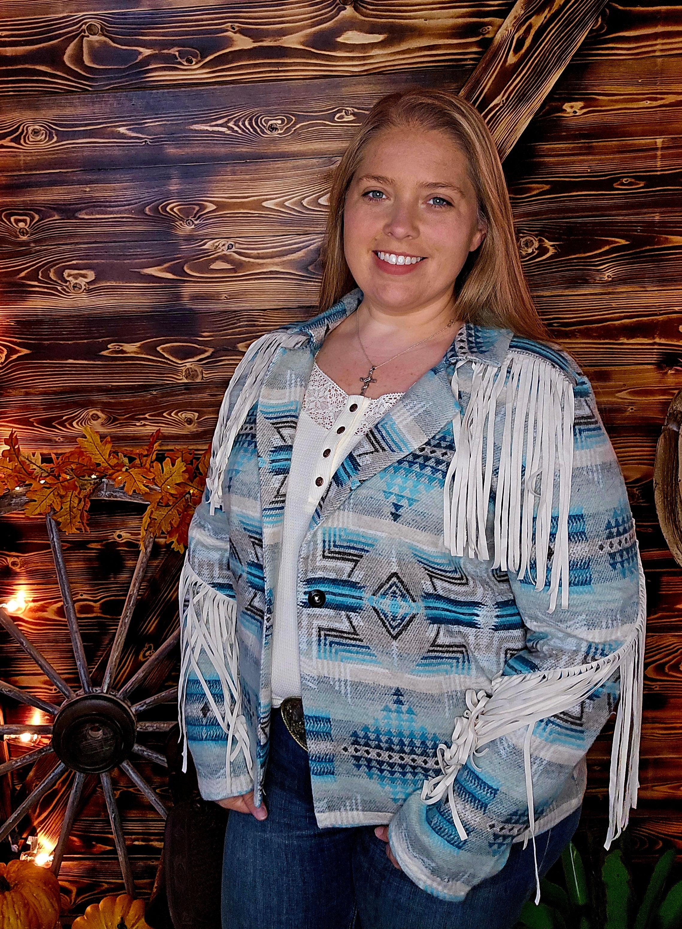 Aztec Blazer with Fringe