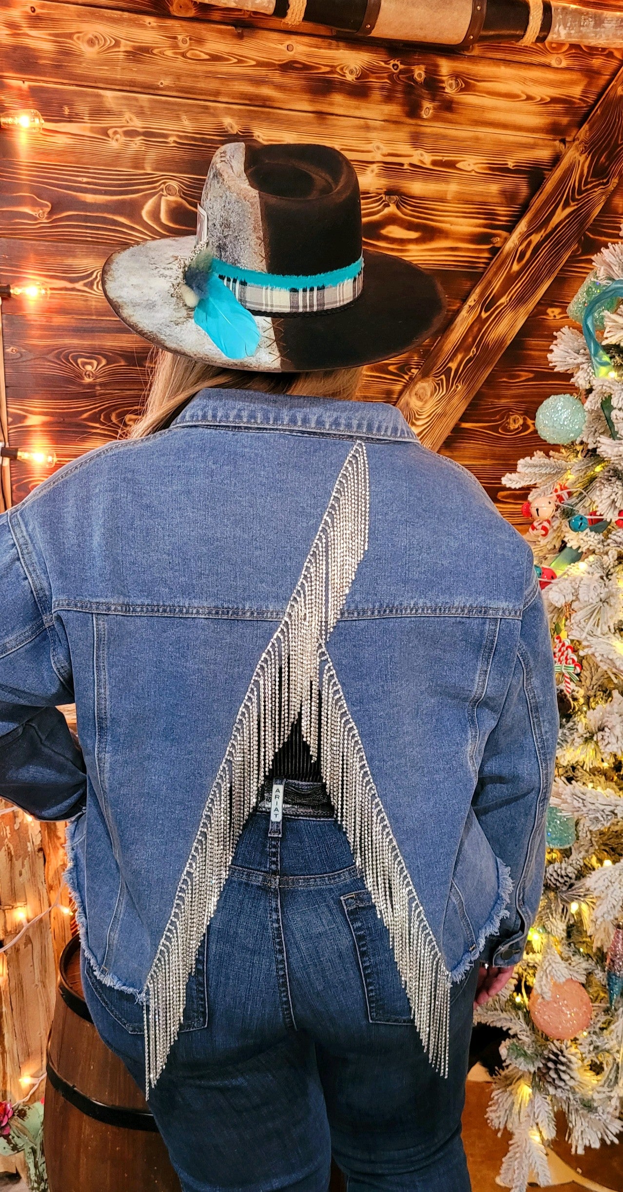 Denim Split Back Rhinestone Jacket